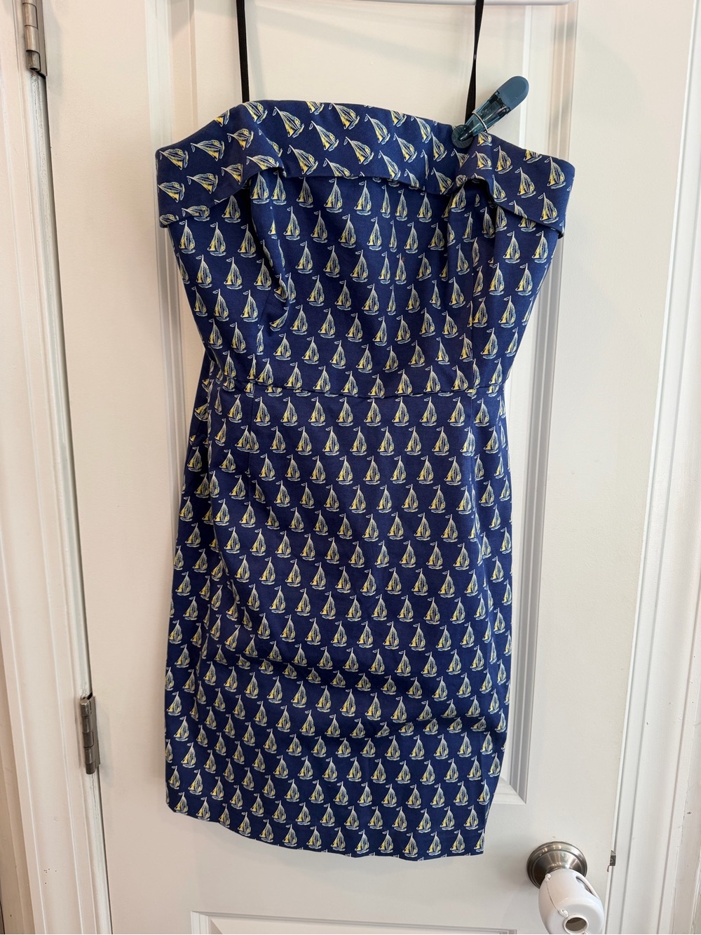 Vineyard Vines Nautical Print Strapless Dress - Navy Sailboat size 6